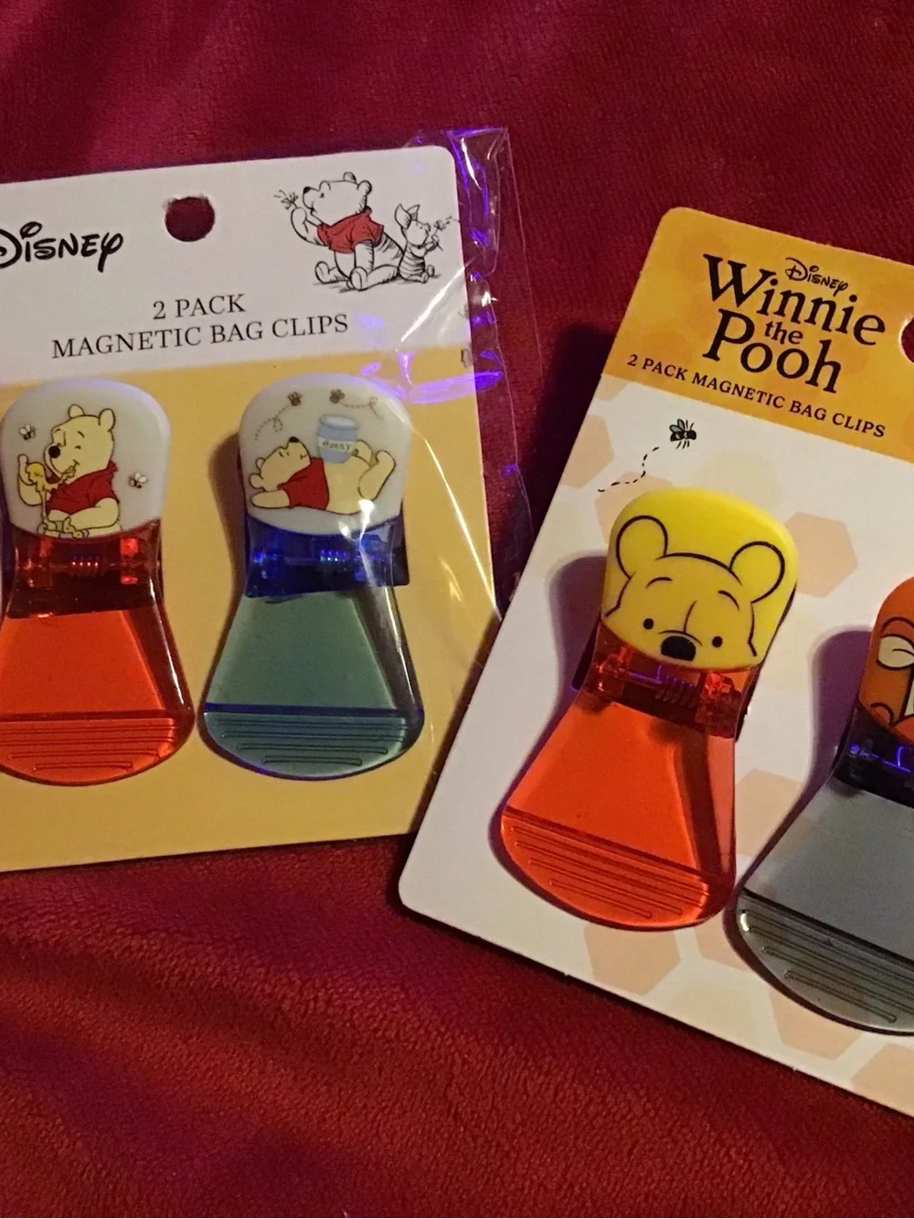 Disney Winnie the Pooh Magnetic Bag Clips - Yellow, Orange & Blue